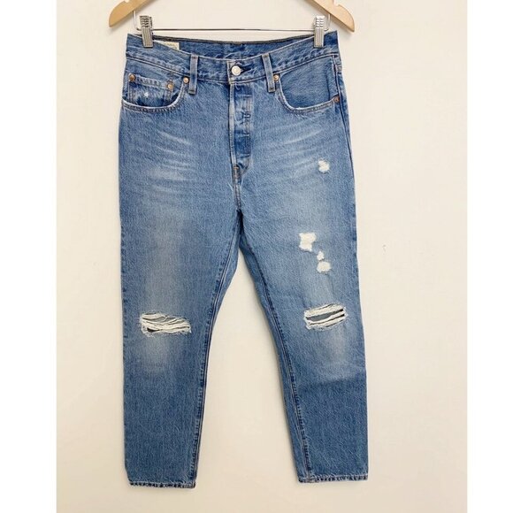 Levi's Premium Big E Button Fly Women's High-Rise 501 Jeans Sz W 28 L 30 Cotton - Picture 1 of 13